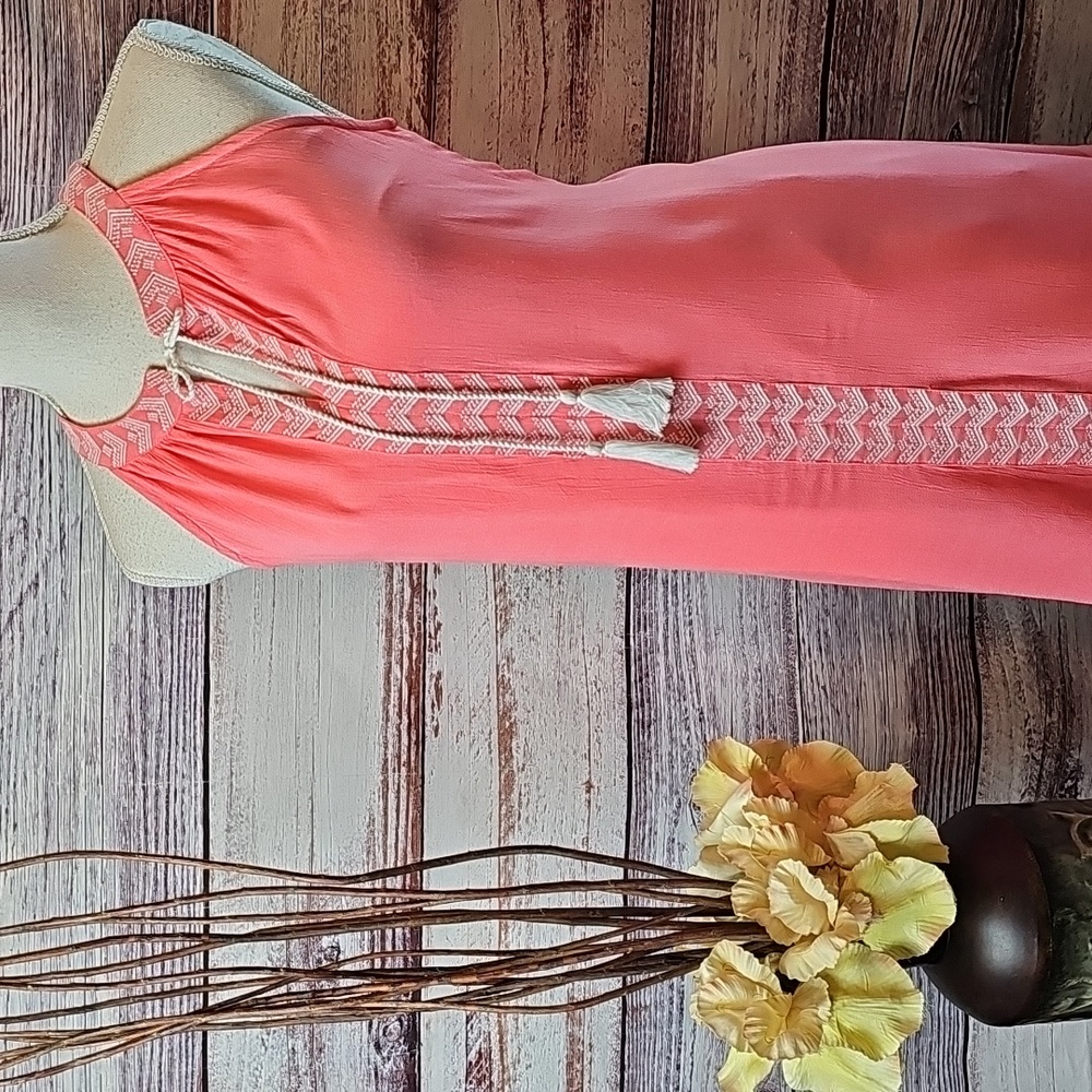 NWT BLUENOTES PEACH LINED SLEEVELESS TIE NECK DRESS